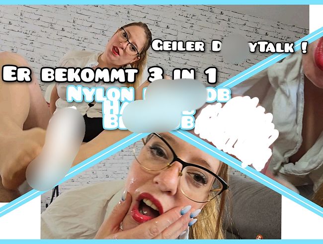 Marie-Skyler's Porno Video: 3 in 1 Hand/bl*w and Nylon foot**b